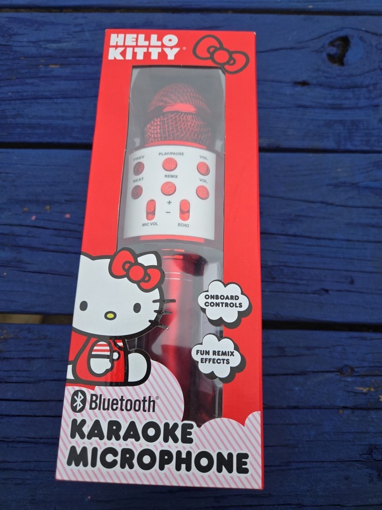 HELLO KITTY BLUETOOTH KARAOKE MICROPHONE; Red