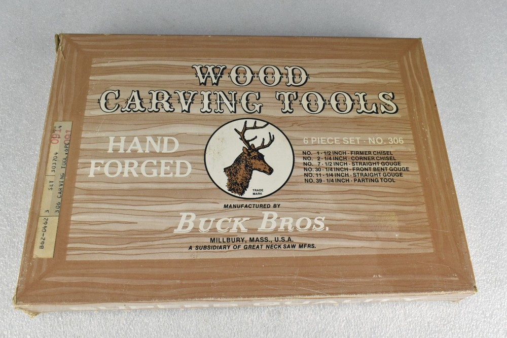 VTG Buck Bros 6-Piece Wood Carving Tool Set no. 306 Chisels & Gouges MADE IN USA