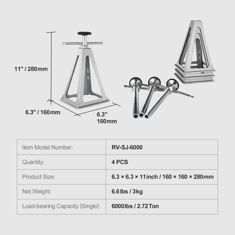 RV Stabilizer Leveling Jacks 4 Pack Adjustable Support 6000lbs Portable Storage