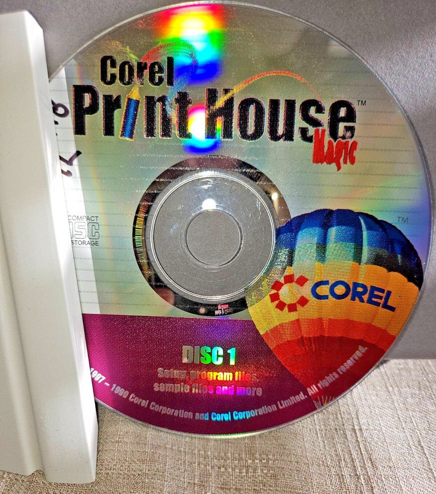 Corel Print House CD Discs 1 & 2 VINTAGE Graphics Software