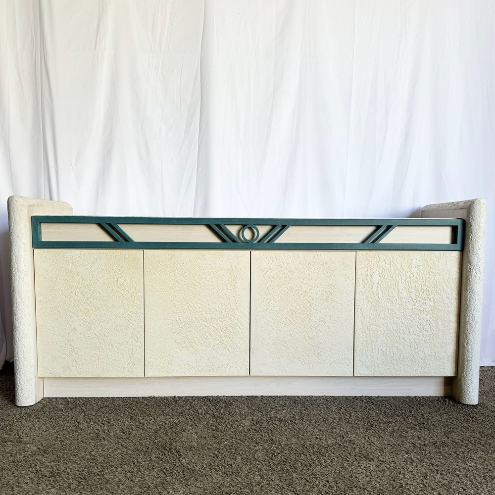 Postmodern Stucco Wood Grain Laminate Credenza