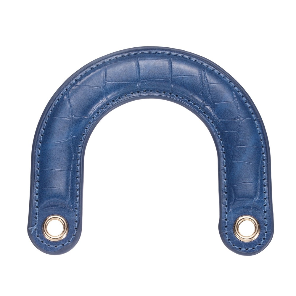 PU Leather Bag Handle, U-Shaped Handbag Handle with Iron Grommets, Blue