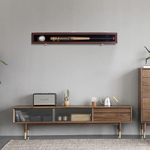 Wall Mounted Baseball Bat Display Case Vertical or Horizontal Single Bat Holder