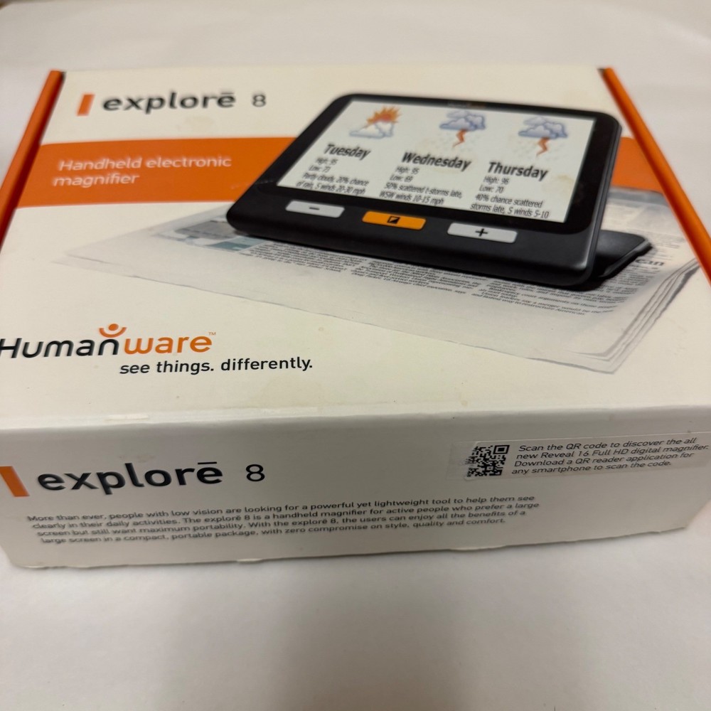 Humanware explore 8 Electronic Handheld Magnifier Low Vision Aid Black 21MP