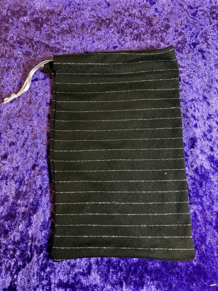 Tarot/Oracle Card Bag/Pouch Handmade 5x7 Drawstring Black Silver Striped OOAK