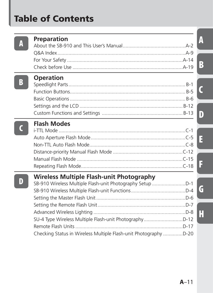 Nikon SB-910 — User Manual Owners Guide Reference — 135 Page — Half Size 5.5x8.5