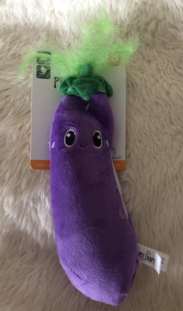 2 Pack 1) Sizzlin' Bacon 1) Eggplant Flopping Interactive Cat Toy Usb Charging