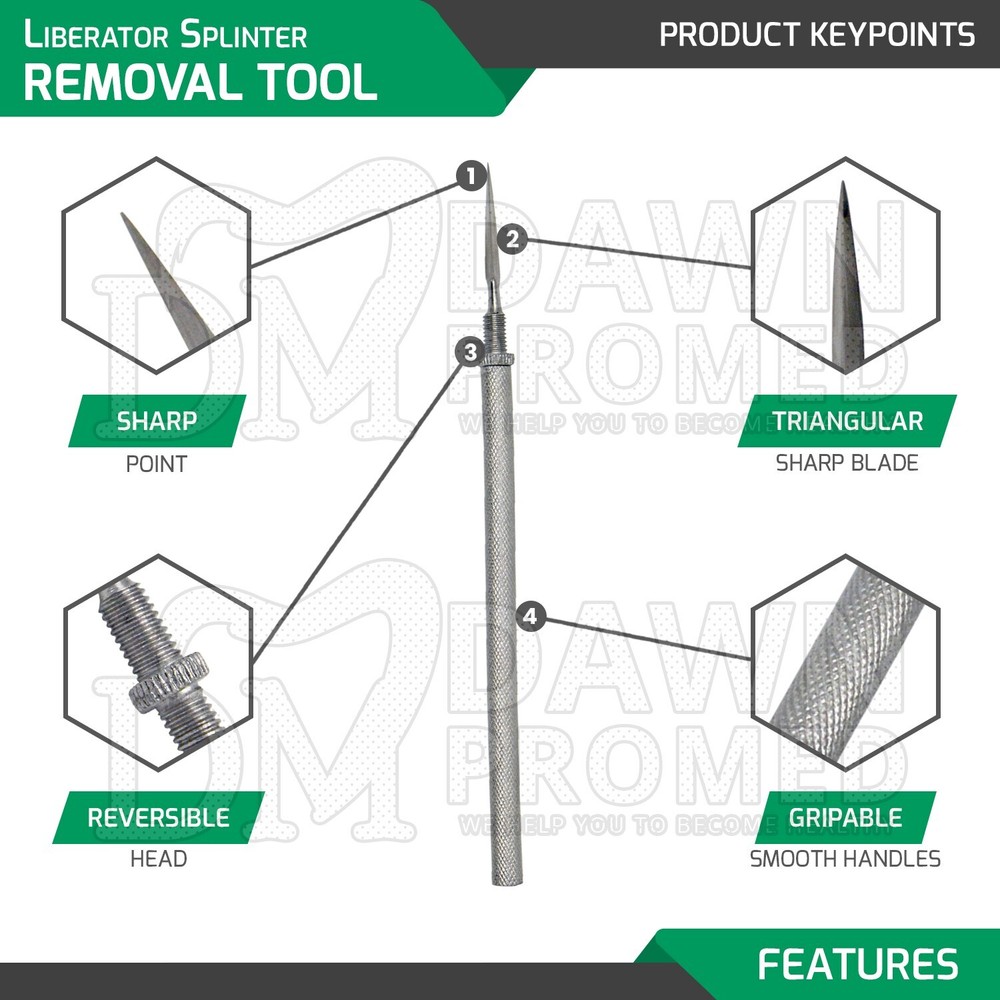 Liberator Splinter Removal Tool 5.75" Small & Large Splinters EMS Inst German Gr