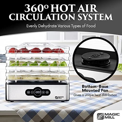 Food Dehydrator Machine | 5 Stackable Stainless Steel Trays Jerky Dryer with ...