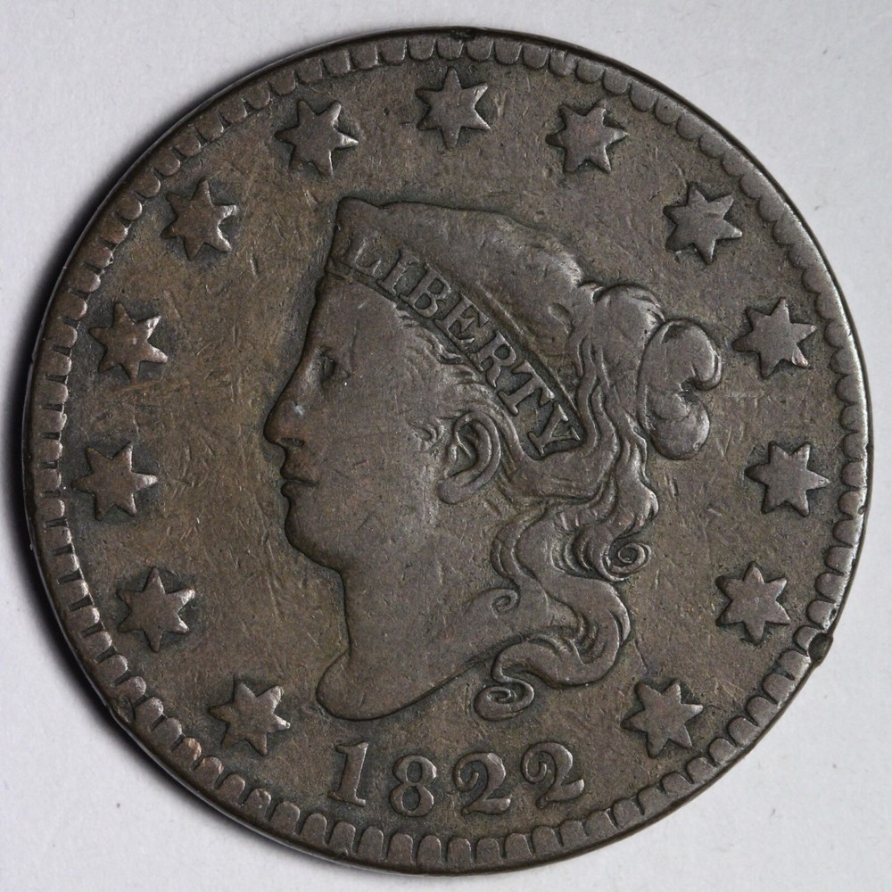 1822 Coronet Head Large Cent VF E120 OQFF