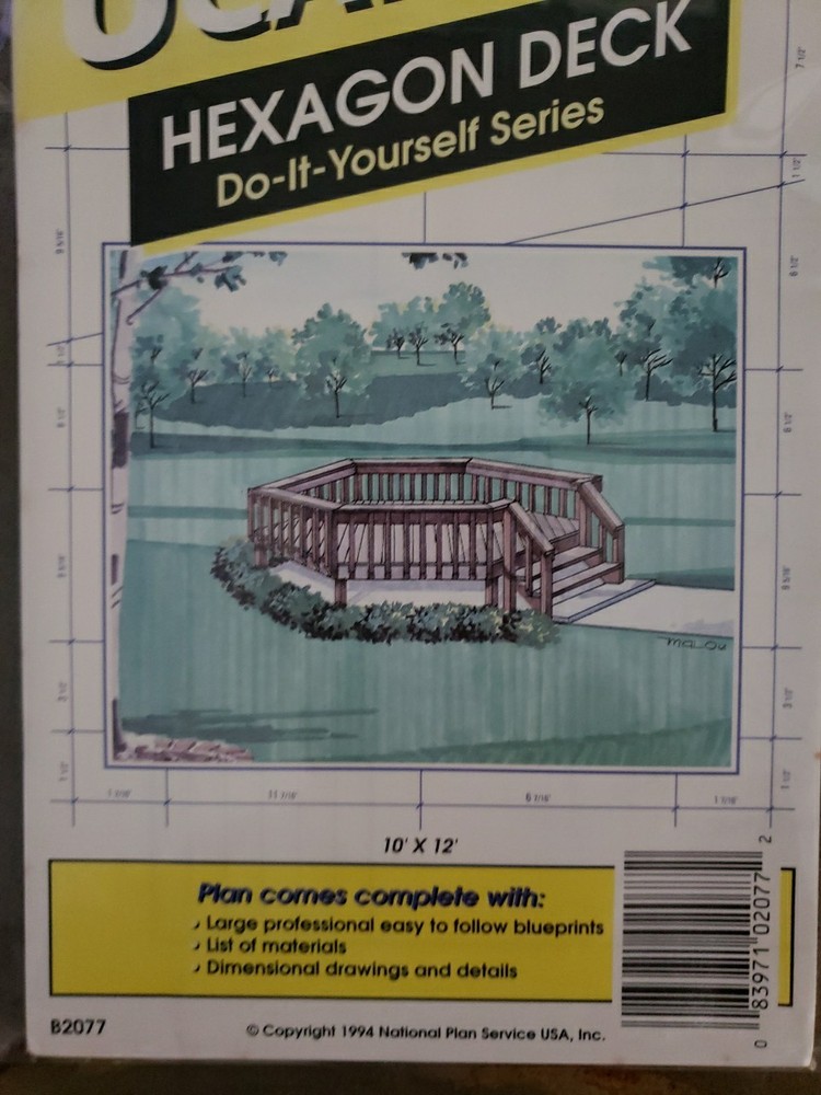 UCANDO B2077 Hexagon Deck Plans Rebagged With Material List NOS