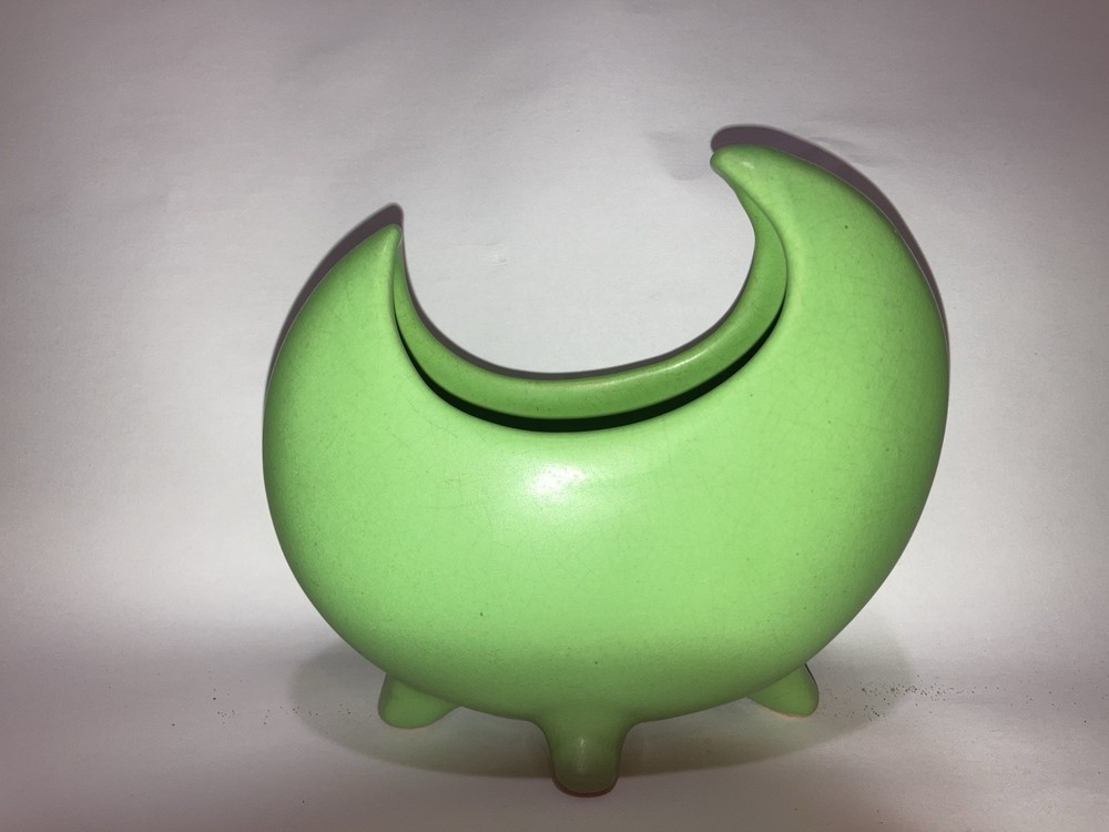Vintage Lime Green Crescent Moon Footed Planter
