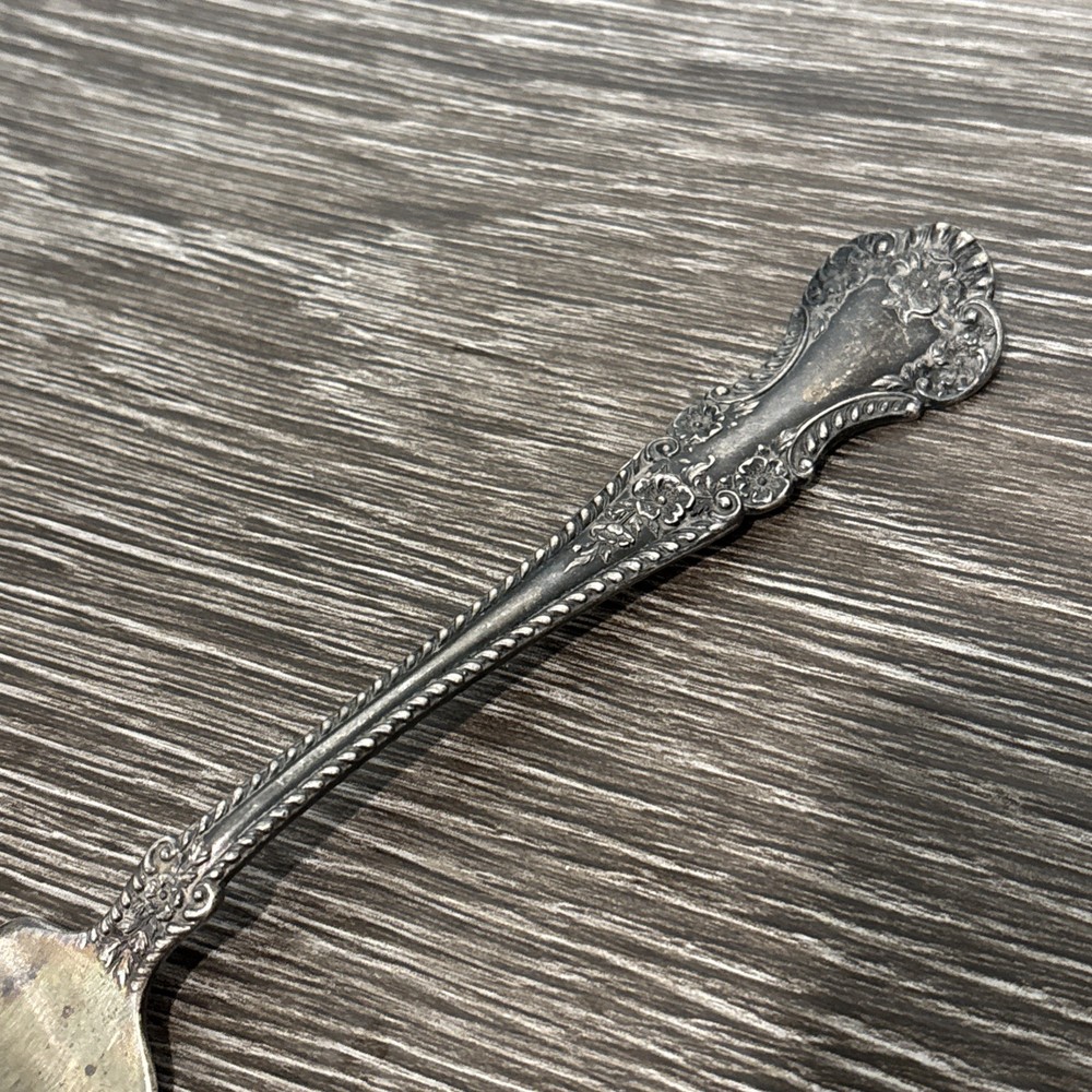 PAT 1899 Sterling Silver Ornate Floral Handle Serving Fork