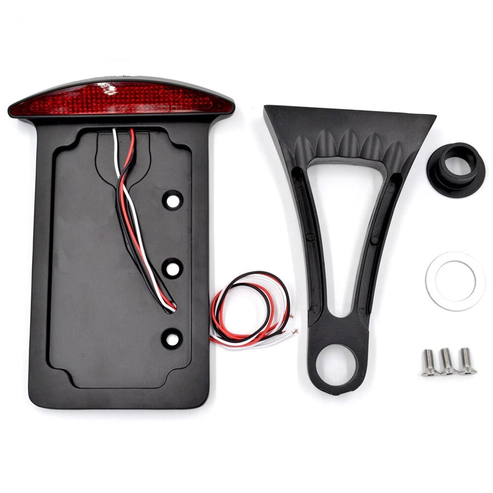 Black Vertical Side Mount License Plate Holder Bracket Tail Light for Harley