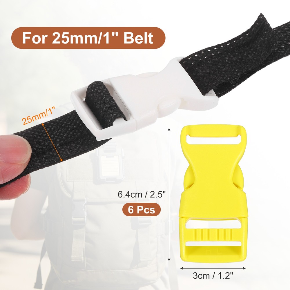 6 Pack Quick Side Release Buckle, 1" Plastic Buckle Clip, Light Yellow