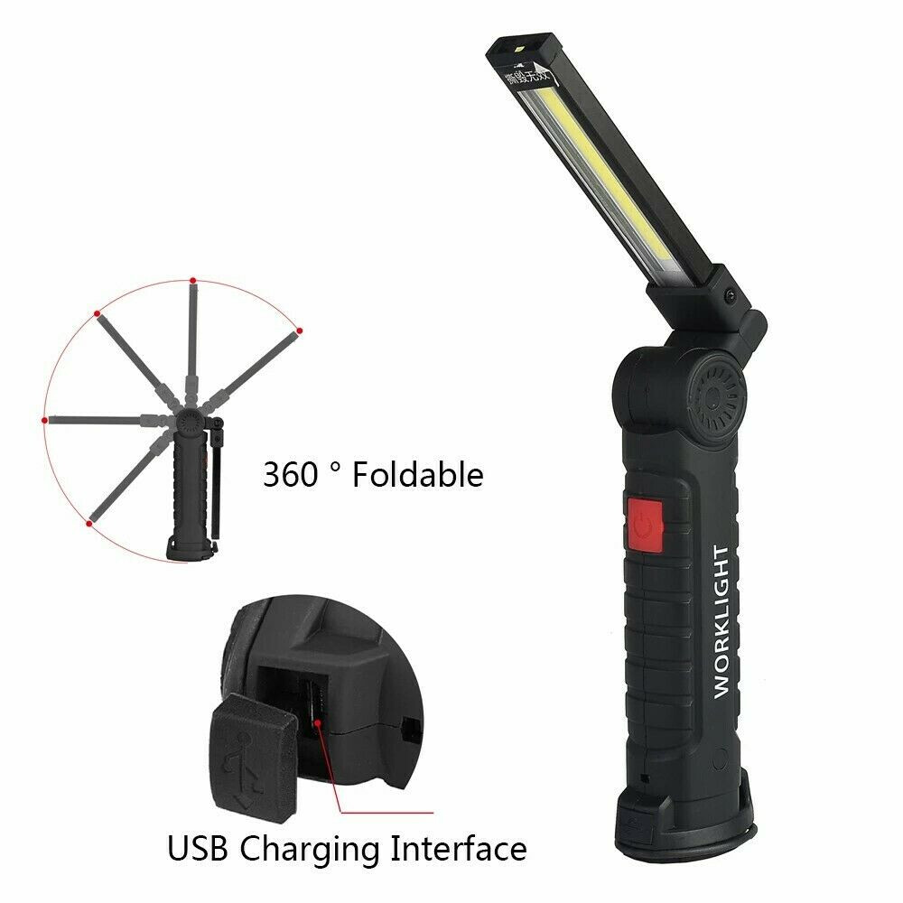 2x Set Multifunction Super Bright LED Work Lights Rechargeable Flashlight