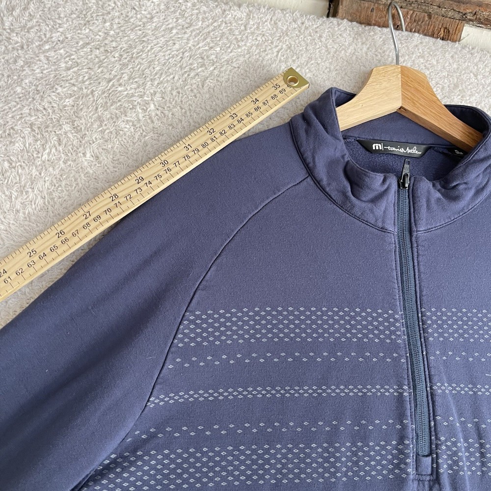 Travis Mathew 1/4 Zip Pullover Mens XL Blue Striped Performance Golf Jacket