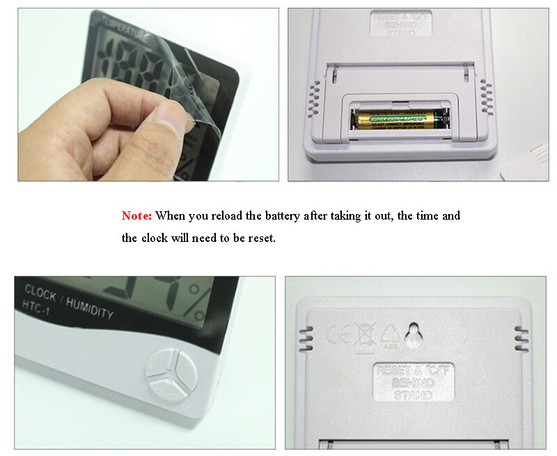 TECHTONGDA Indoor Digital LCD Display Temperature Humidity Meter Clock