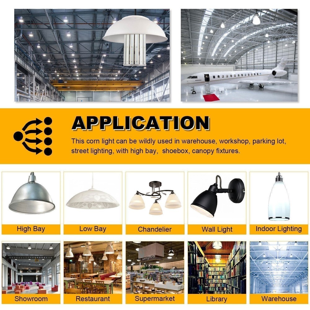 12Pack 250W LED Corn Light Bulb 5000K E39 Base, Warehouse Workshop High Bay Lamp