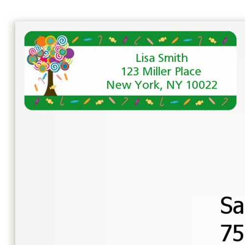 Candy Tree Birthday Party Personalized Return Address Stickers - 27 label