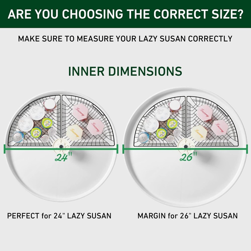 Lazy Susan Organizer Basket For 24" Diameter Turntable metal Organizing Storage