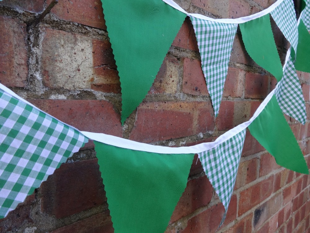 gingham & plain bunting 2 different styles fabric bunting celebration per meter