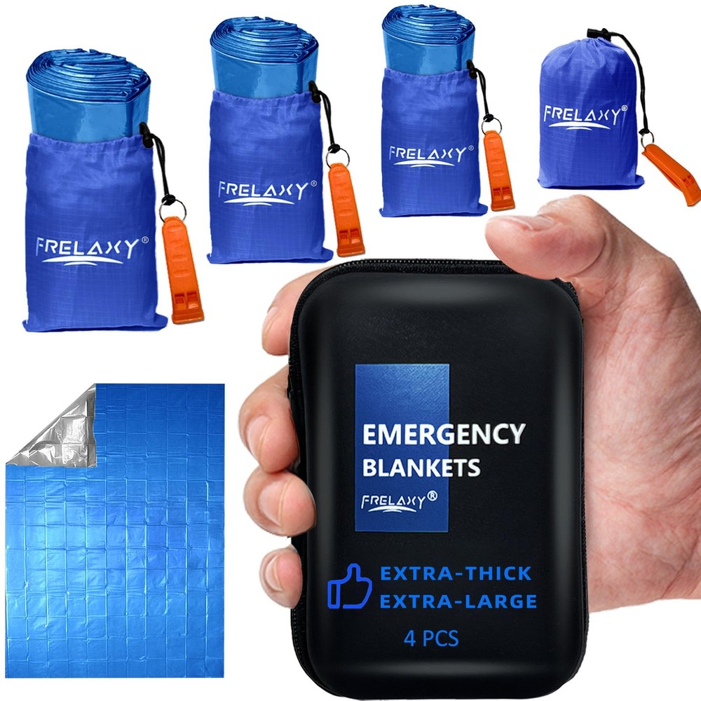 Emergency Blanket 2-Pack/4-Pack, Extra-Thick Extra-Large Space Blankets with ...