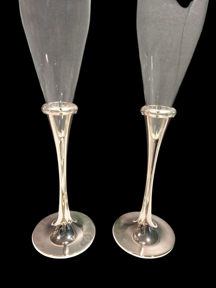 Lenox 4 Piece Wedding Set Devotion Stainle Silverplate Knife Server 2 Flutes
