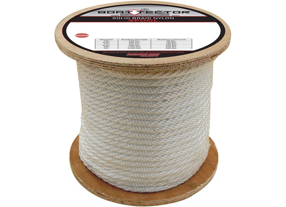 Extreme Max 3006.2213 BoatTector Solid Braid Nylon Rope - 1/2" x 250', White