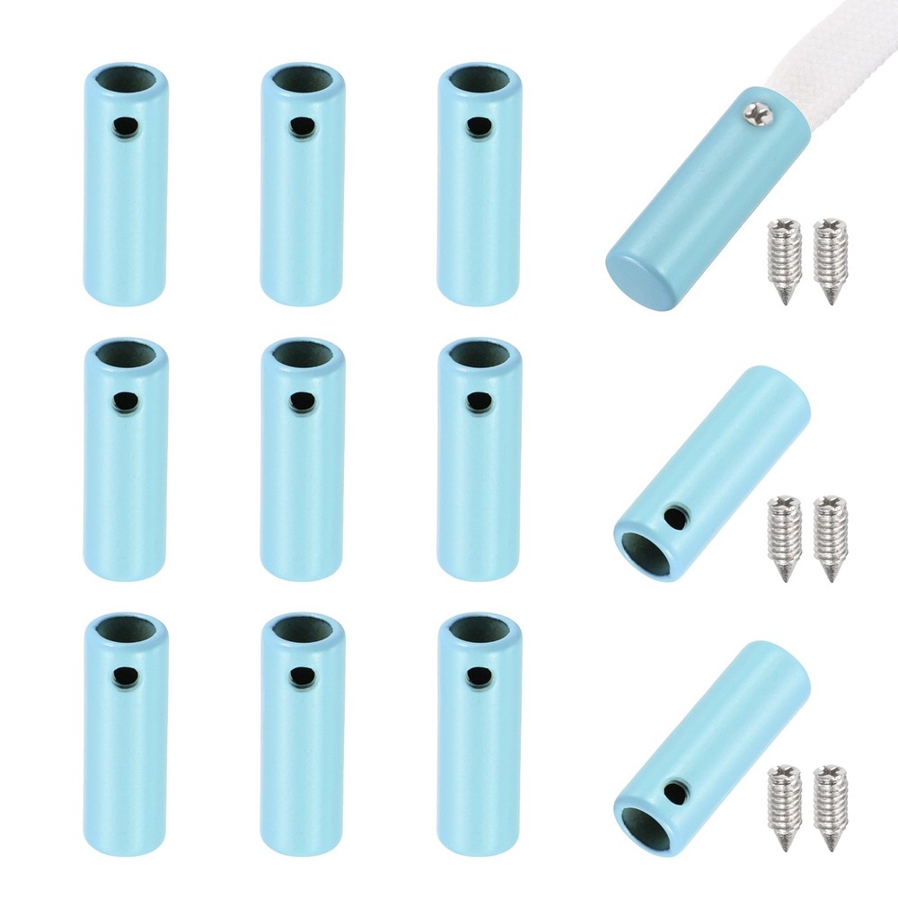 12Pcs 20mm Shoelace Tips Caps with Screw, Light Blue