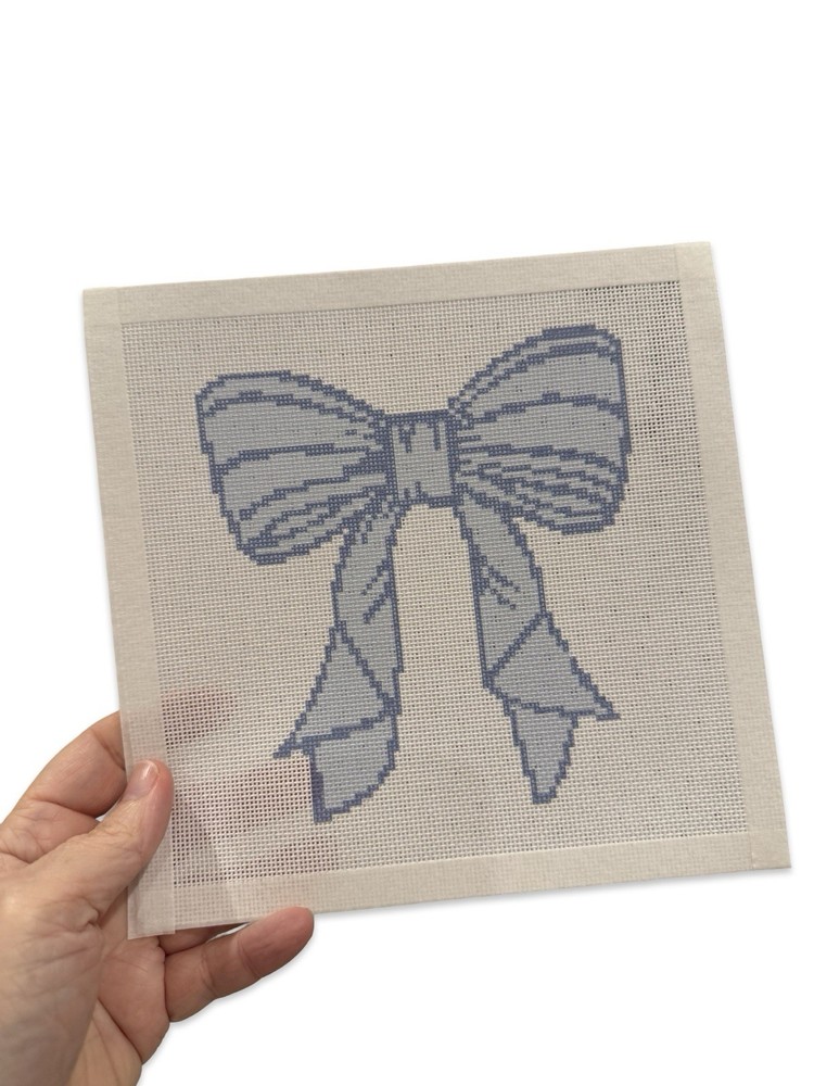 Large Blue Bow Needlepoint Canvas
