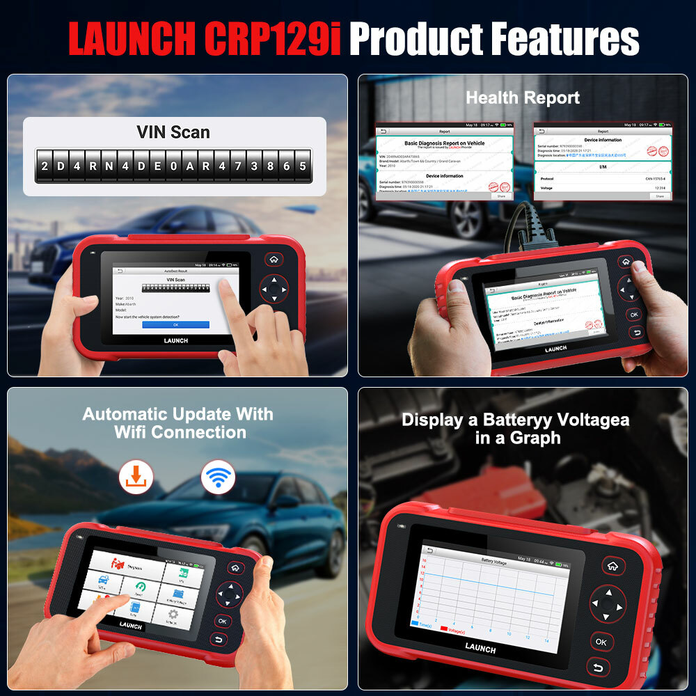 LAUNCH CRP129i OBD2 Scanner ABS SRS Car Diagnostic Tool TCM Engine Code Reader