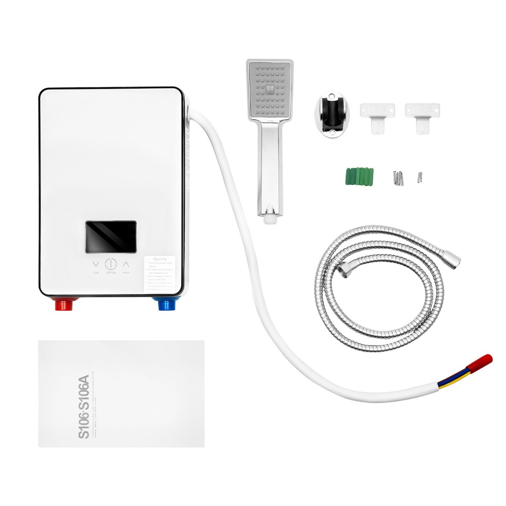 4500W 110V Instant Hot Water Heater Set Tankless with Shower Bracket/Head White