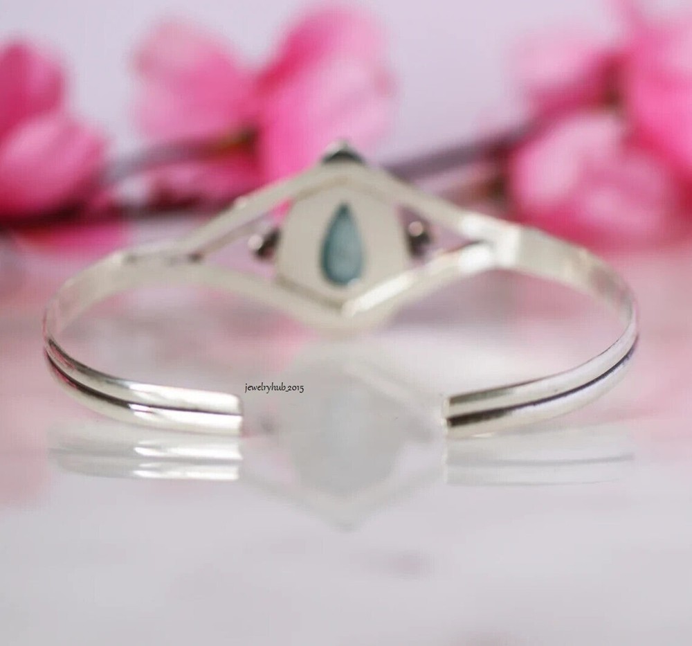 Pear Shape Larima Gemstone Beautiful925Sterling SilverAdjustable Round BangleSr3