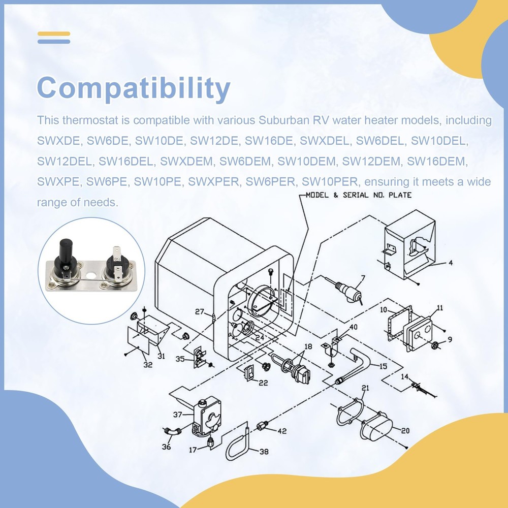 232306 RV Water Heater Thermostat Switch Compatible with silver normal