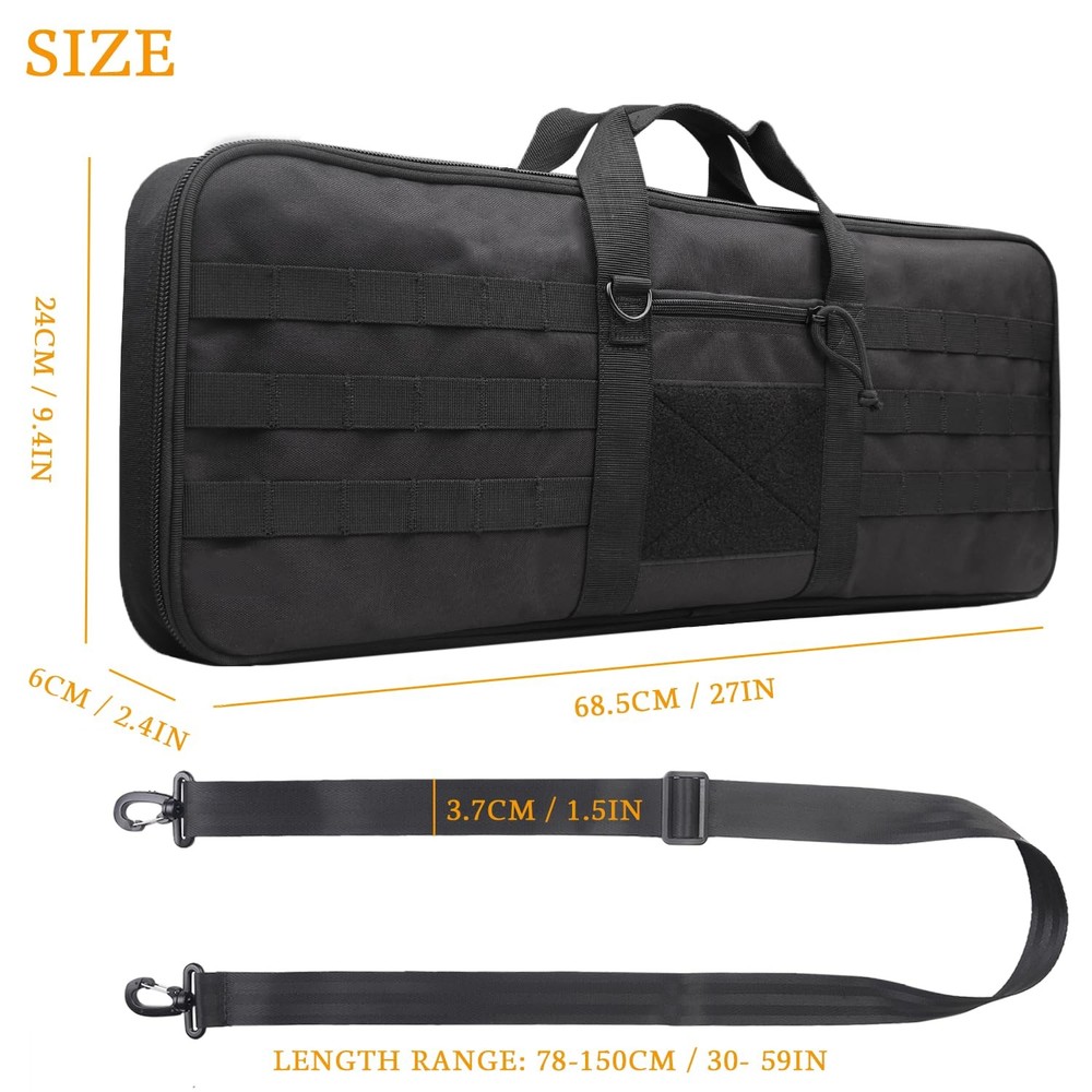 Tactical Bow Case MOLLE Recurve Takedown Bow Case Fully Padded Case (Black)