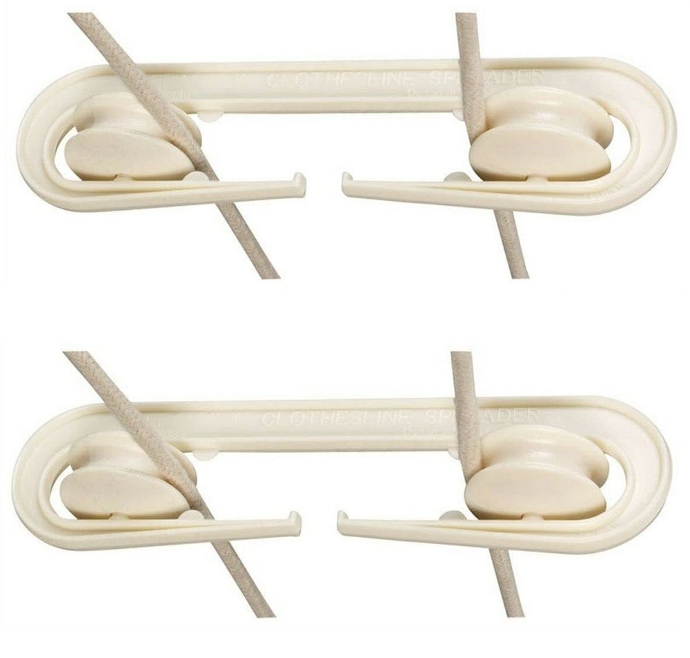 2 Pack White Plastic Clothesline Spreader Weatherproof Rustproof Rope Taut
