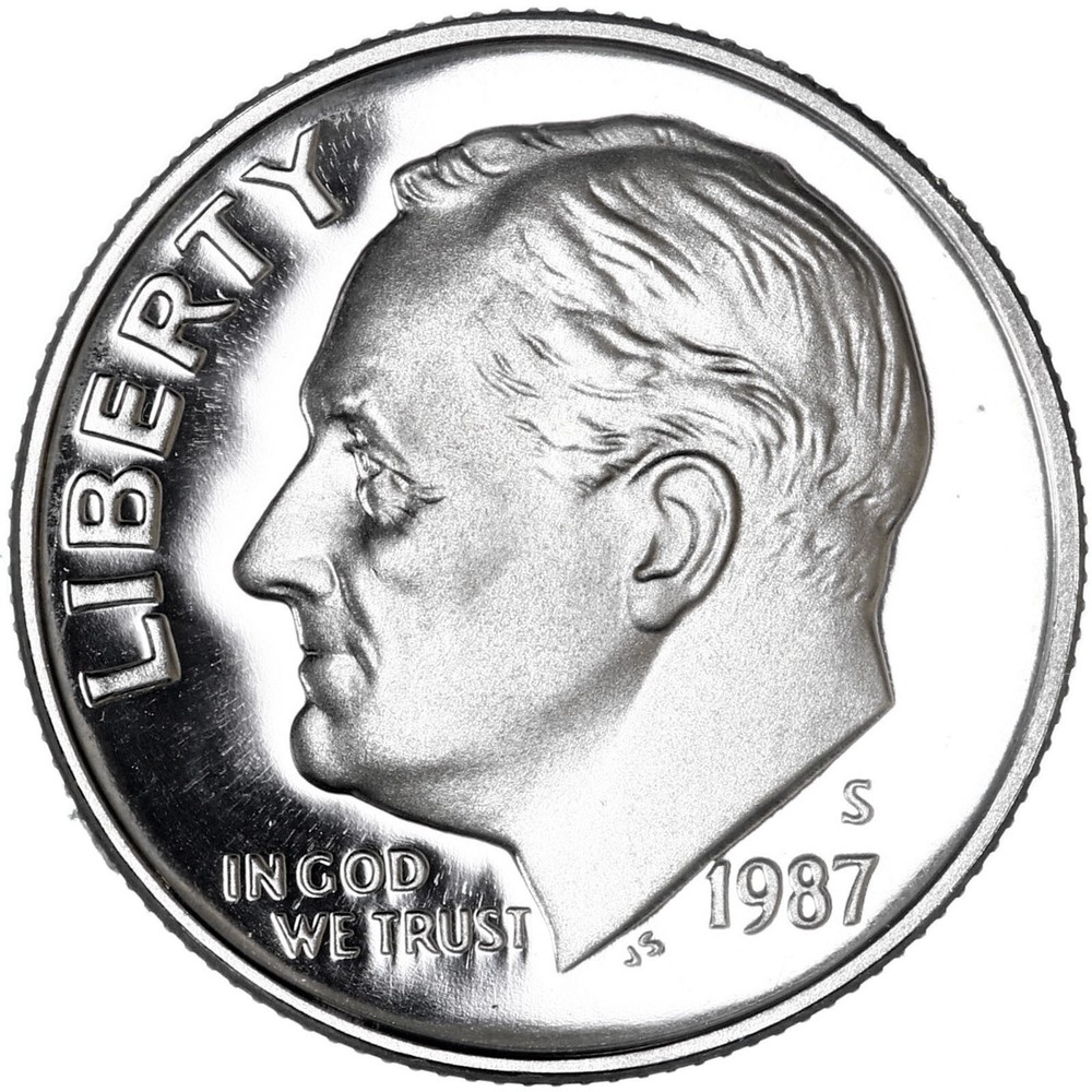 1987 S Roosevelt Dime Gem DCam Proof CN-Clad