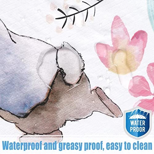 Easter Fitted Table Cover - Waterproof & Flower Elastic 56" (Round) Rabbit