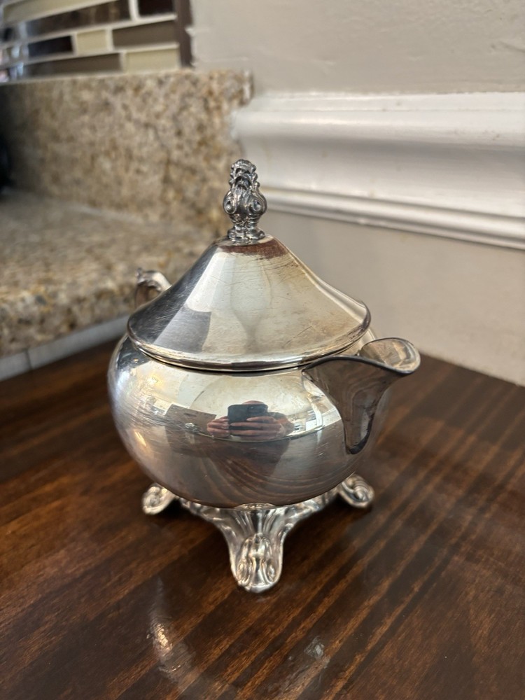 Vintage FB Rogers Silver Footed Creamer Dish w/ Lid