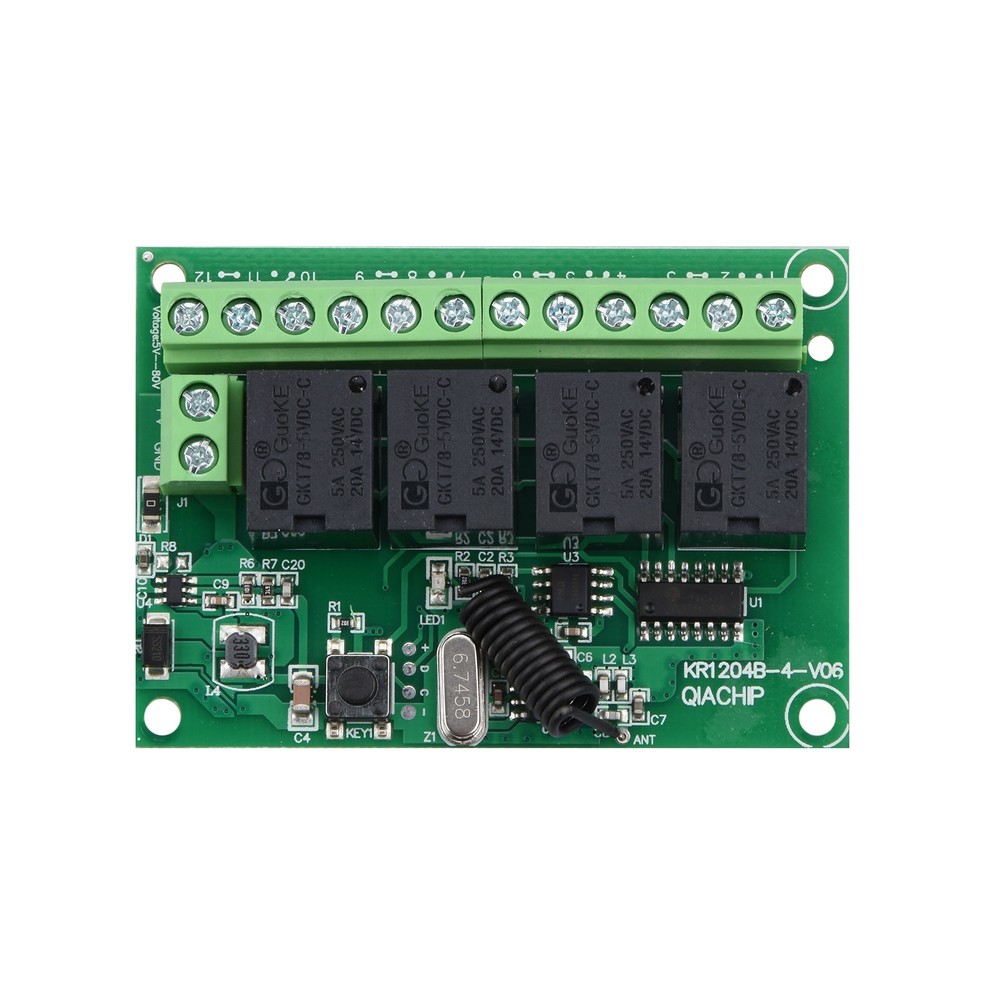 DC 4CH Channel Wireless RF Remote Control Relay Switch With 2 Receiver