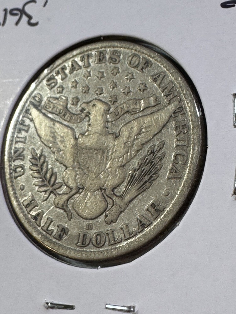 1912-D US Barber Silver Half Dollar Cleaned