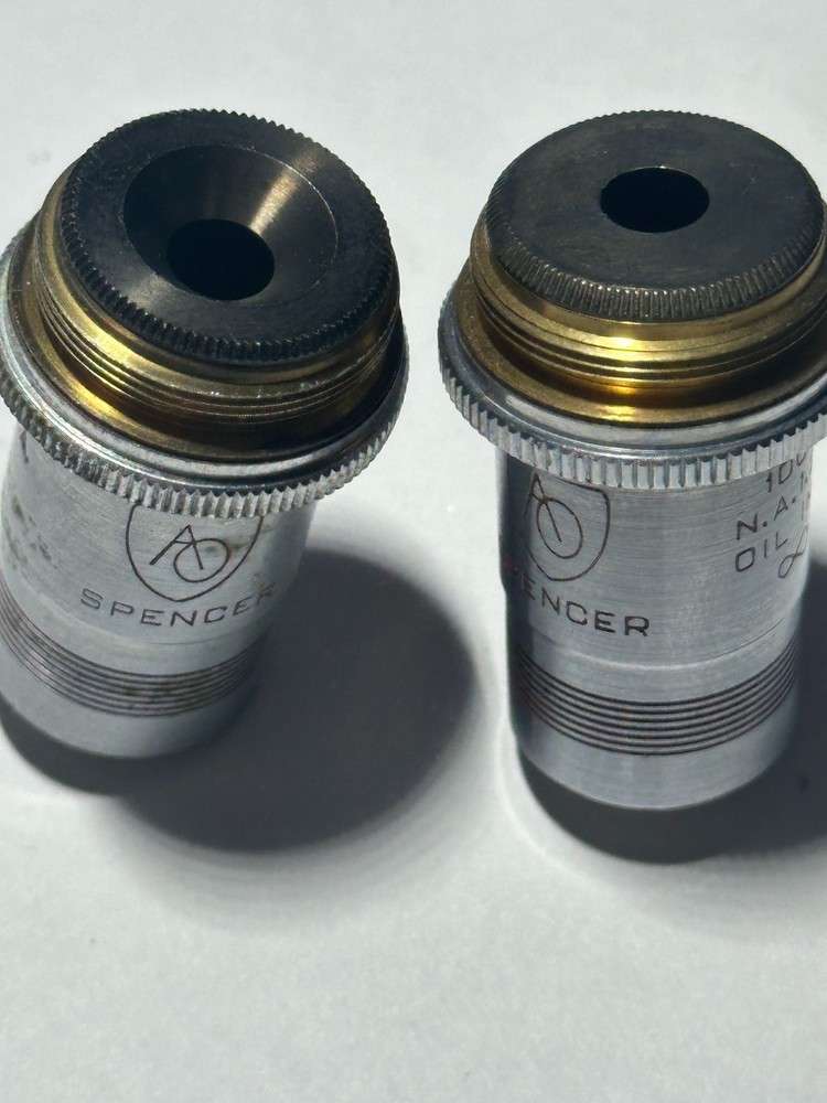 Spencer American Optical Microscope Objective Lenses 100X and 97X Used