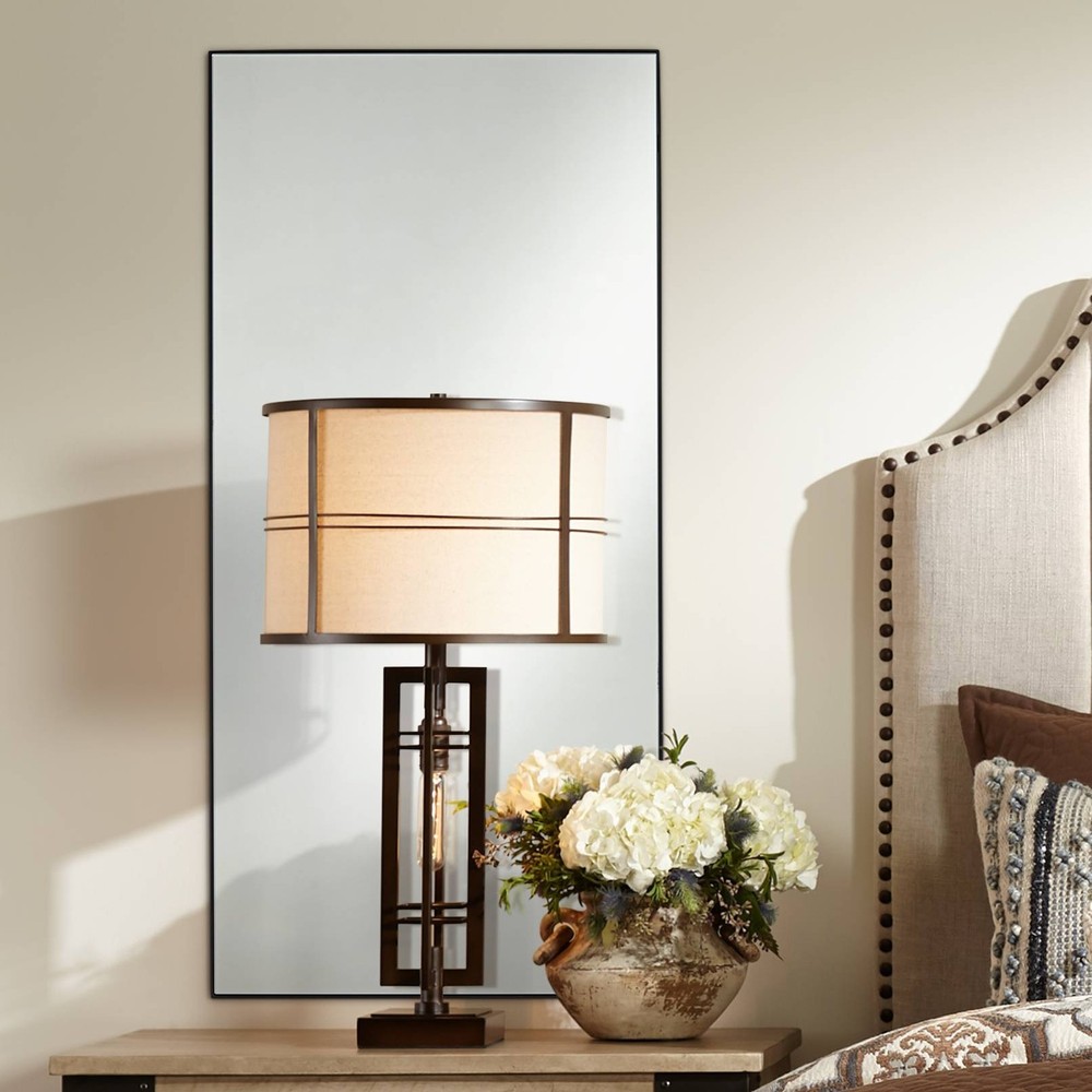 Aryn Matte Black 20" x 42 1/4" Rectangular Wall Mirrors Set of 2