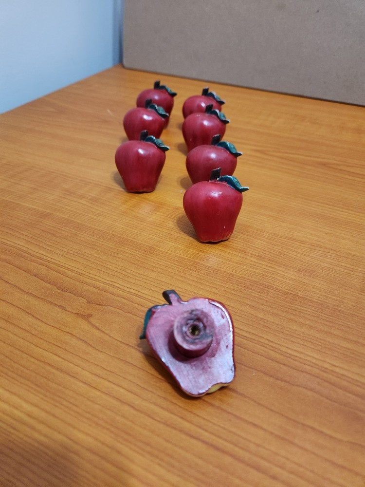 Set Of 8 Red Apple Fruit Shaped Drawer Cabinet Pulls Knobs