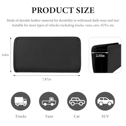 Car Trash Can, Leather Foldable Hanging Trash Bag, Multi-Function Mini Black