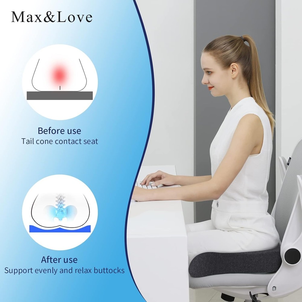 Memory Foam Seat Cushion for Sciatica & Back Pain Relief – U-Shaped Design