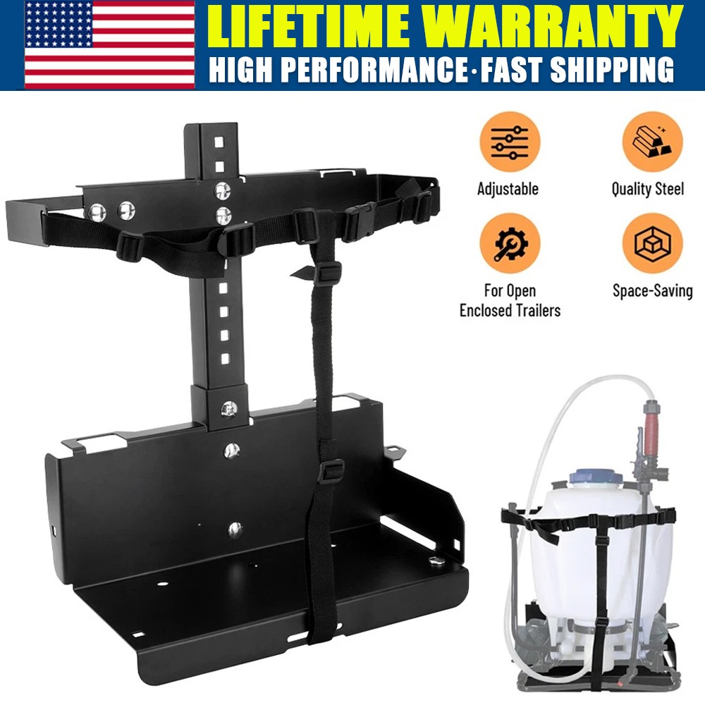 For Landscape Trailers/Enclosed Trailers Adjustable Backpack Sprayer Rack Black