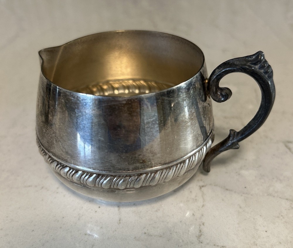 Vintage Eton Silver-Plated Creamer & Sugar Set MMC Crowned