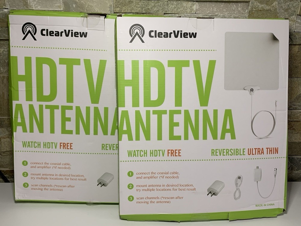 2-HDTV Antenna 50 Mile Range Clear View Ultra Thin Reversible